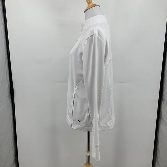 Puma Jacket Womens M Medium White Fleece Lined Full Zip Mock Wind Warm Up Golf - Picture 5 of 13